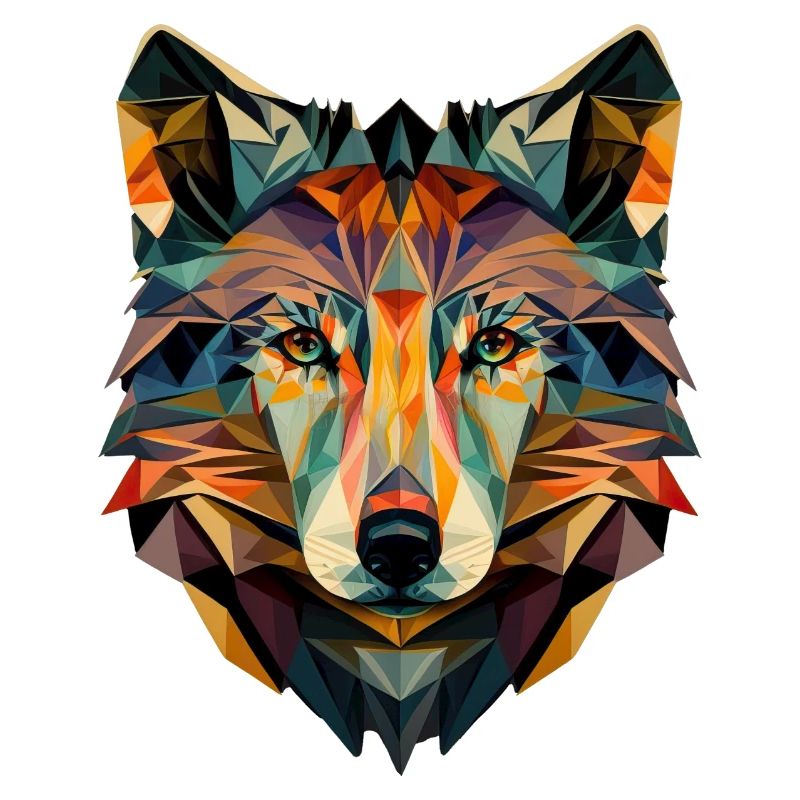 Wolf Gesicht Geometrisch Abstrakt bunt