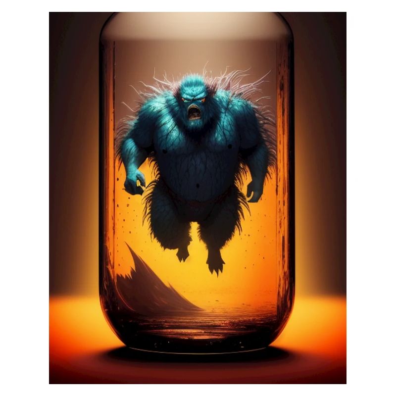 Monstre dans un bocal vide