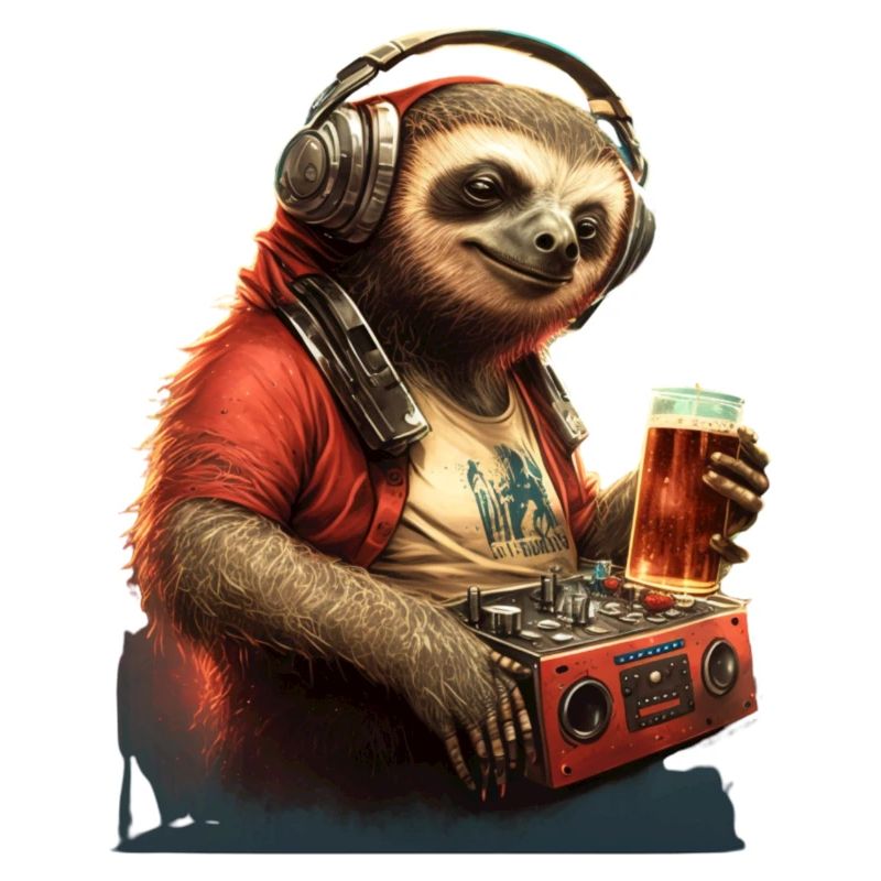 Cooler Faultier DJ mit Bier