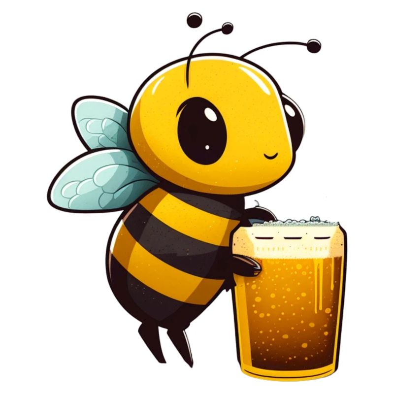 Cute bee with beer. Beer shirt for beekeepers