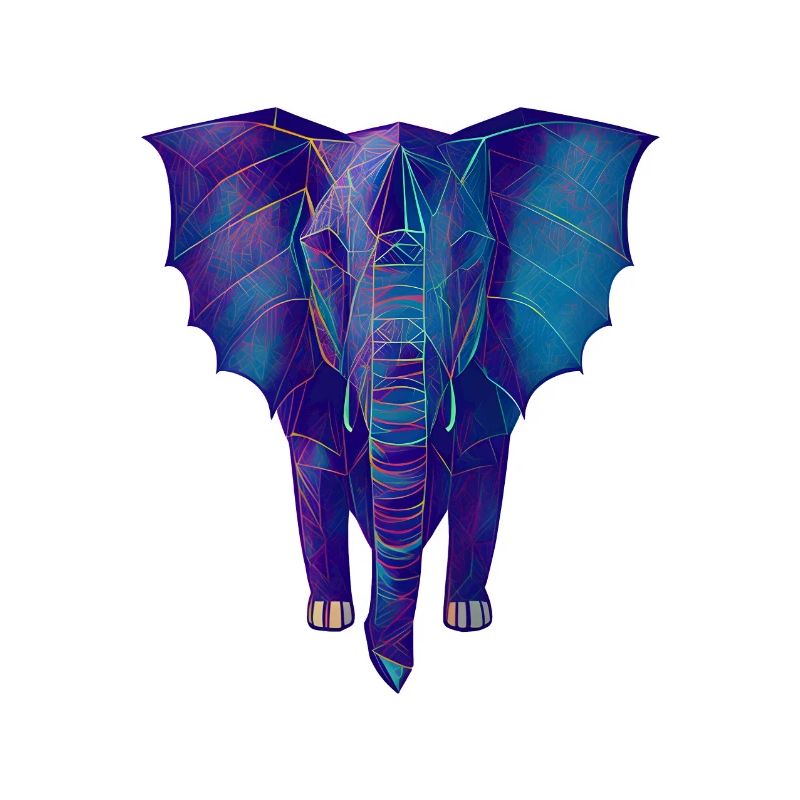 Geometric Blue Elephant