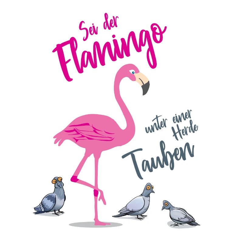 Sei der Flamingo unter einer Herde Tauben