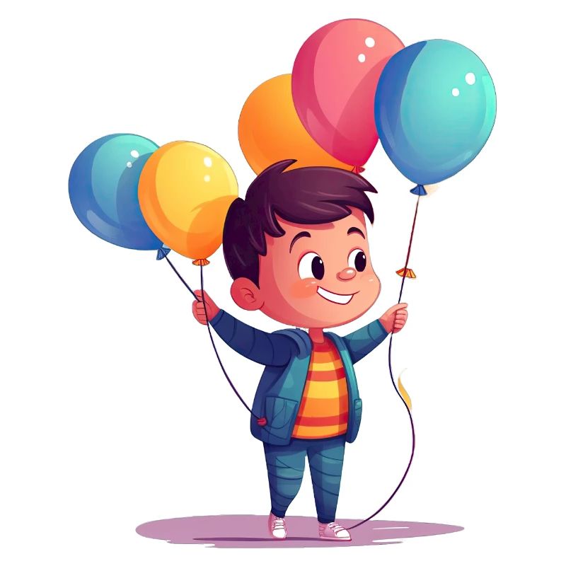 Fröhliches Kind mit bunten Luftballons