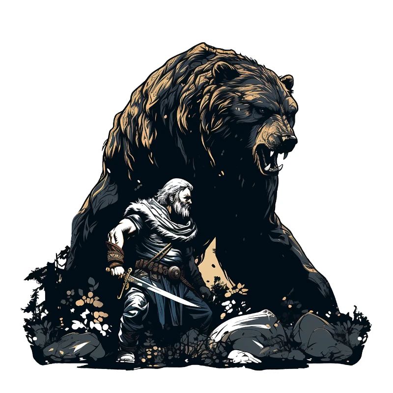 Vikings avec un énorme ours