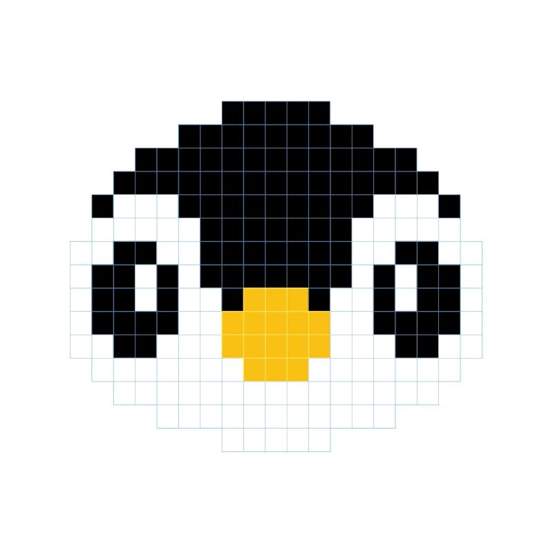 Verpixelter Pinguinkopf