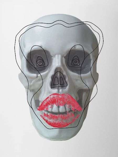 Skull with red lips