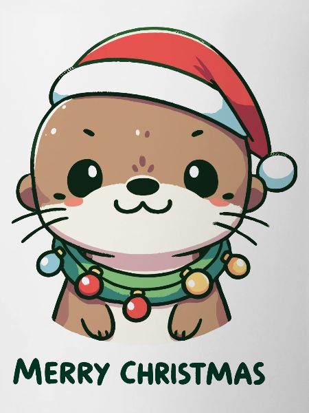 Otter Christmas Design - Festive Hug