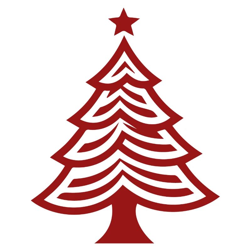 Rotes Weihnachtsbaum Tannenbaum Emblem - Simple