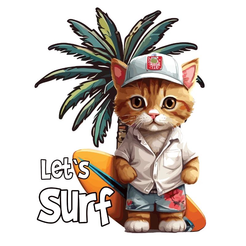 Let’s Surf Cat avec planche de surf