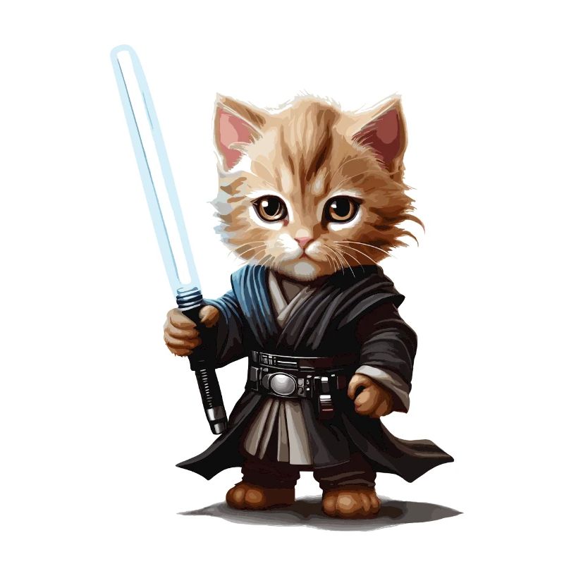 Cute cat with lightsaber
