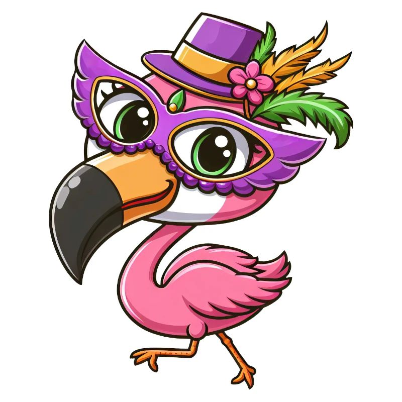 Mardi Gras Comic Flamingo