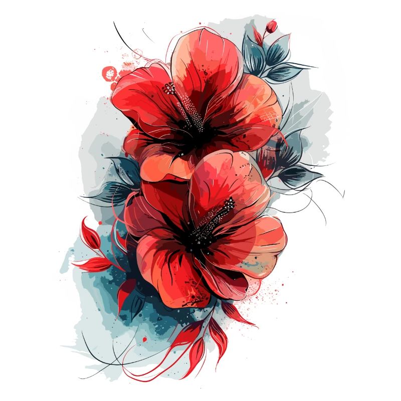 Aquarelle de fleur d'hibiscus