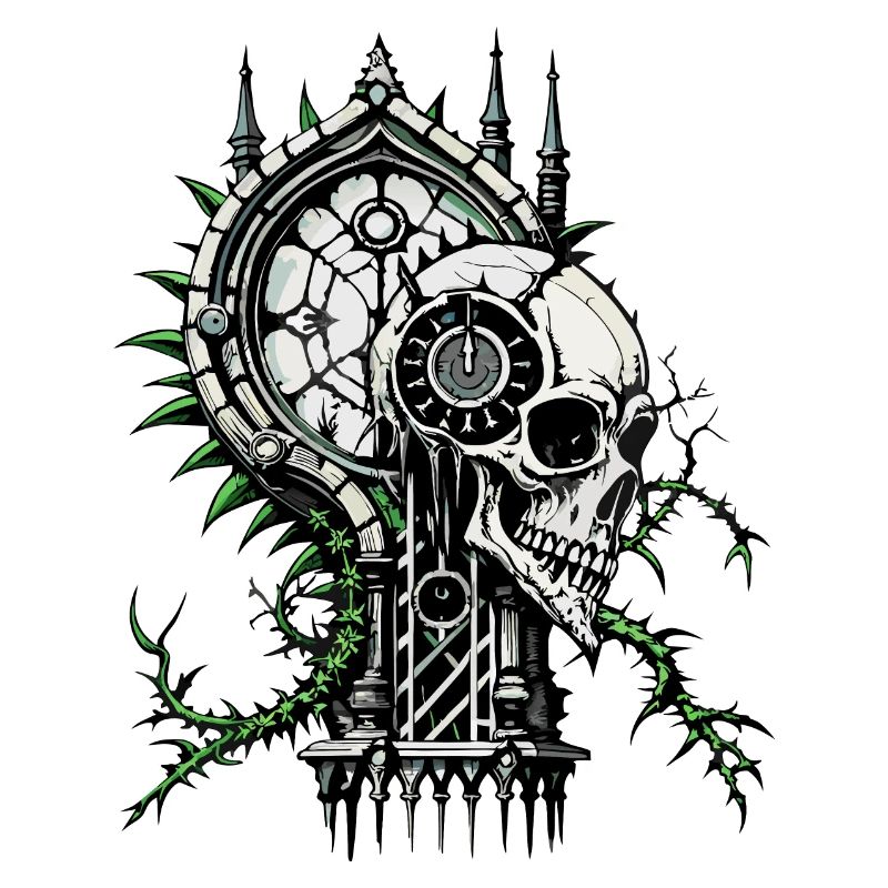 Clock Skull // Skull Clock // Statue FS0053