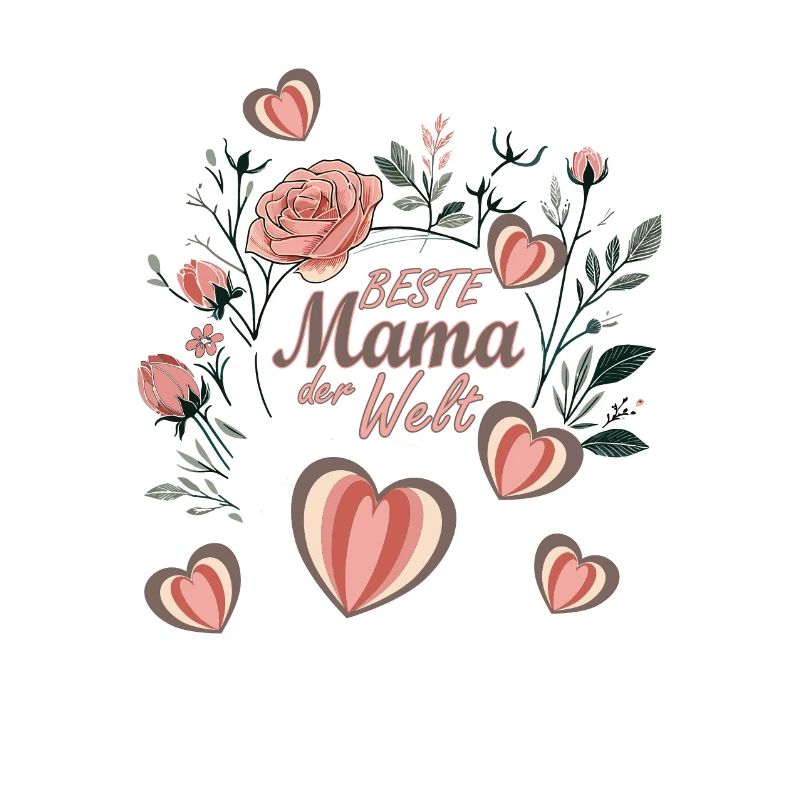 Beste Mutter der Welt, von Herzen mit Blumen
