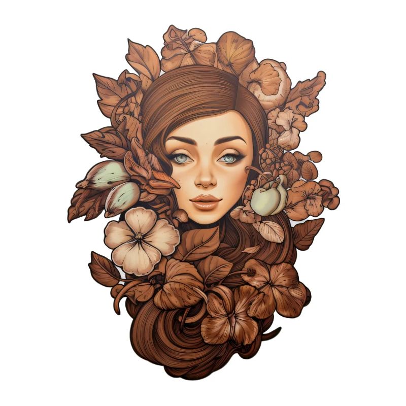 Fille frangée de fleurs