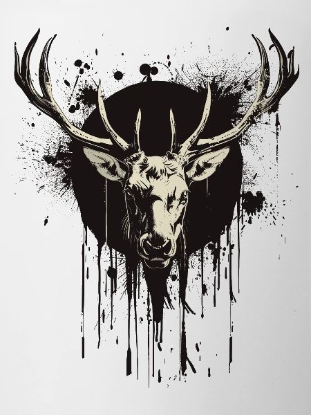 Cerf avec bêche noire