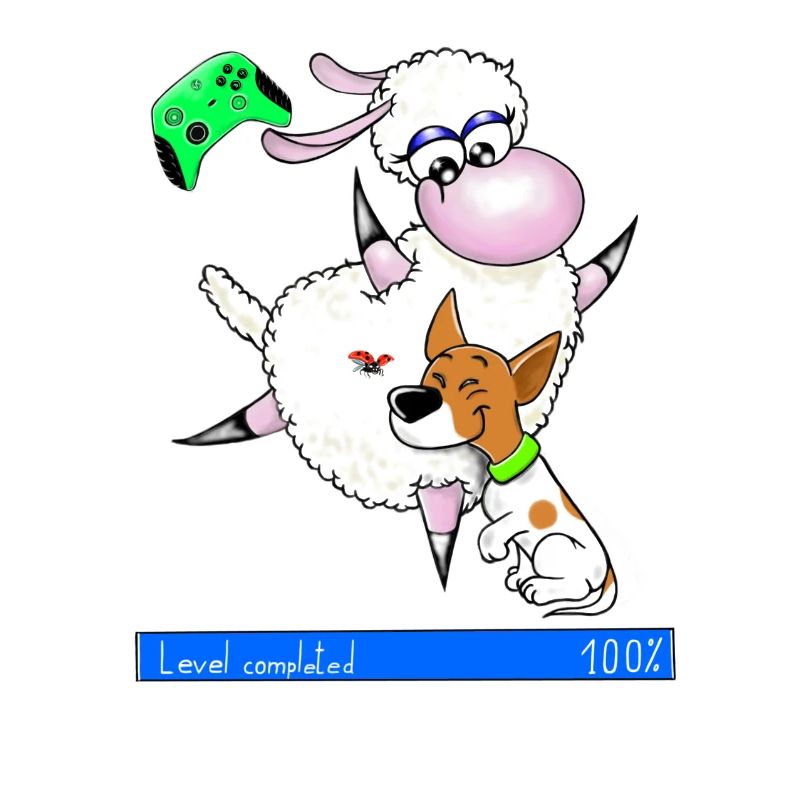 Gaming " Level complete " Wolly Sheepling