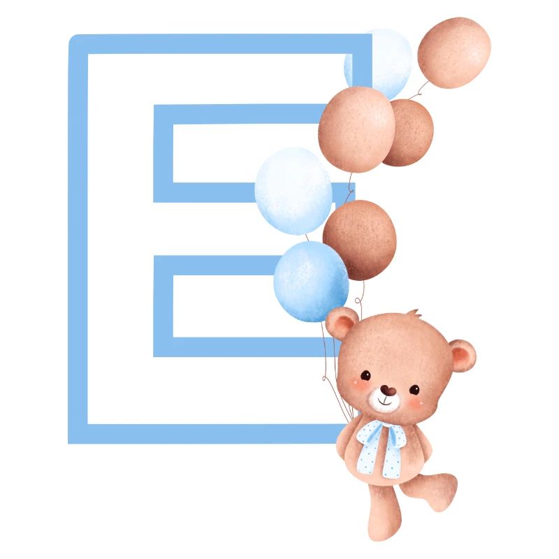Lettre e bleue ours