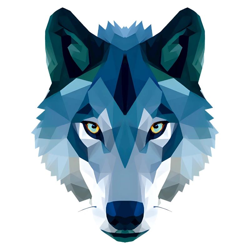 loup polygonal bas en bleu et blanc
