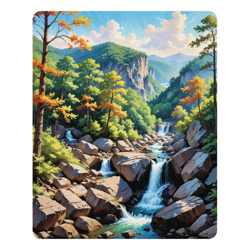 Serene Mountain Waterfall Landscape