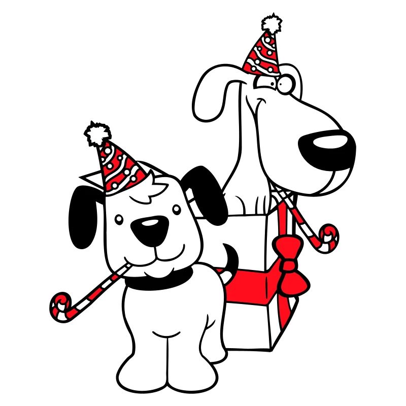 2 Dogs Birthday Gift Party Hat Celebrate Toad