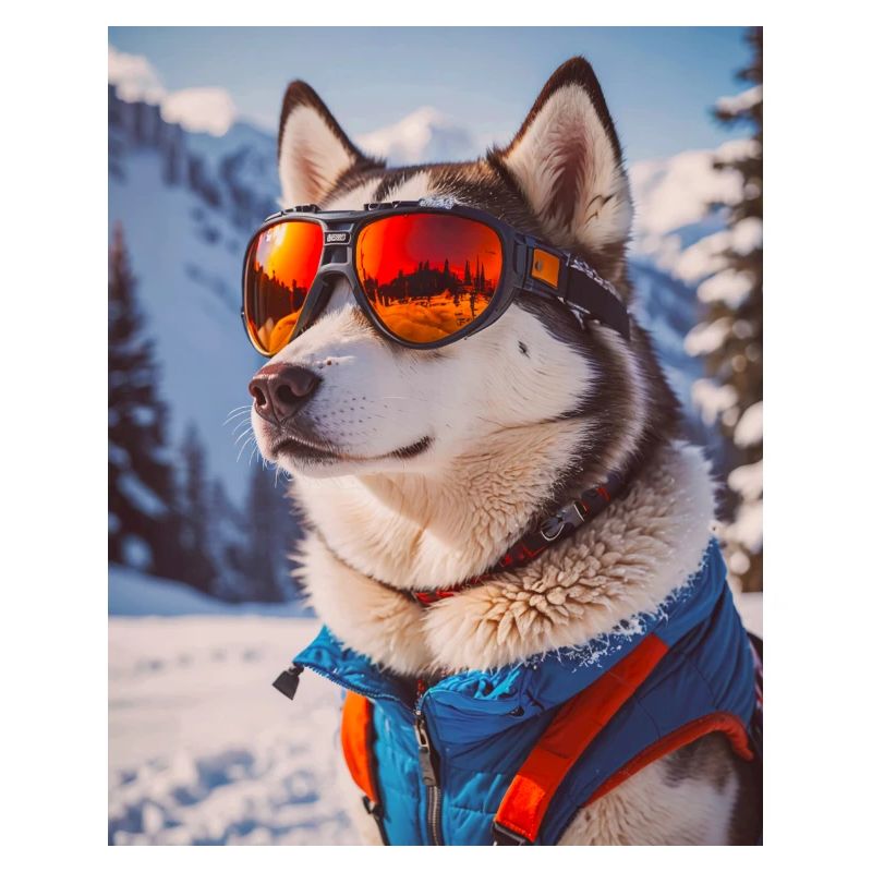 super süße Hunde Husky im Skikleid