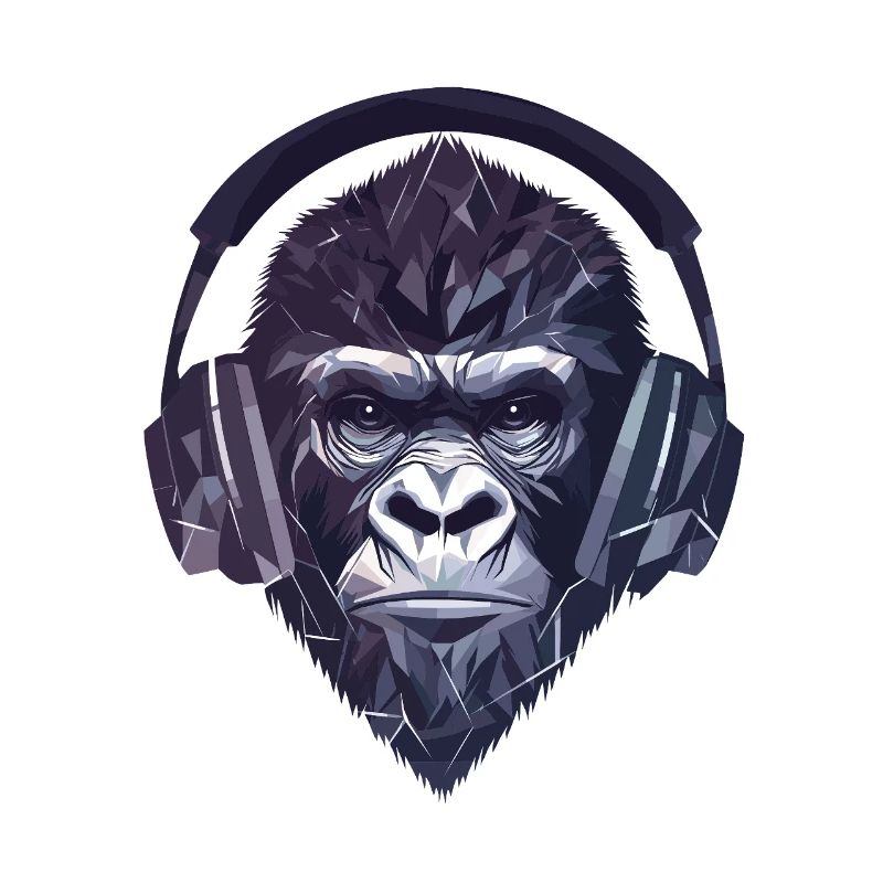 Gorilla with Headphones – Polygon DJ Monkey Design