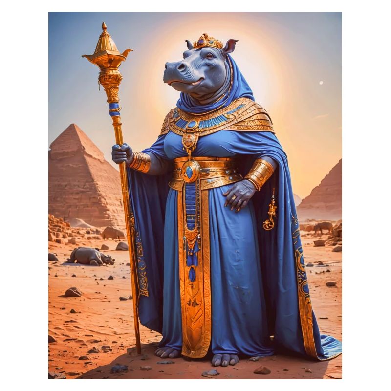 Ammit, bête monstrueuse, attendant par les écailles de j