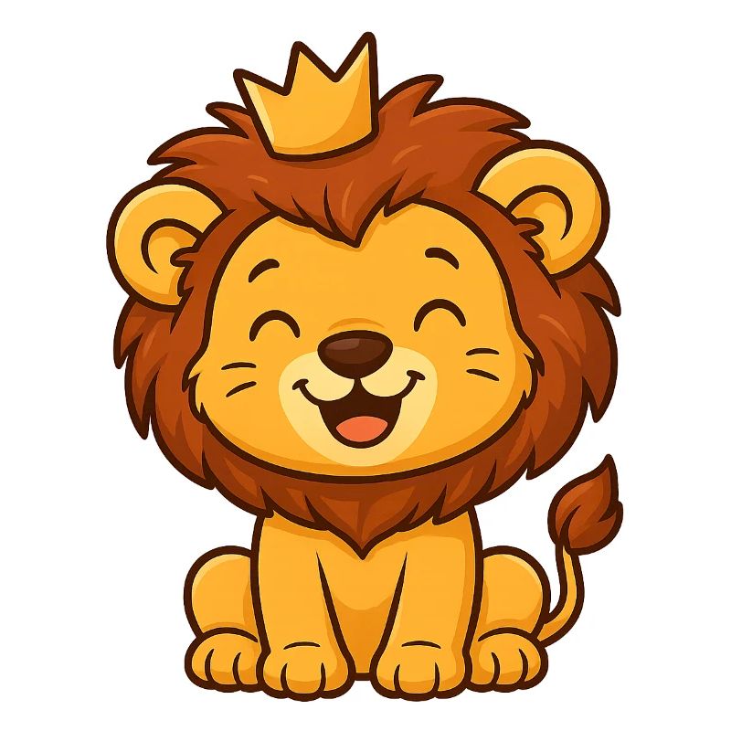 Mignon Roi Lion avec Couronne