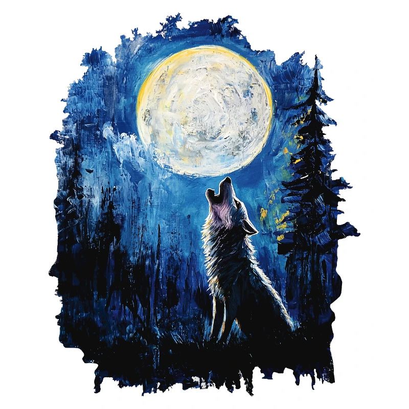 Wolf heult nach Mond