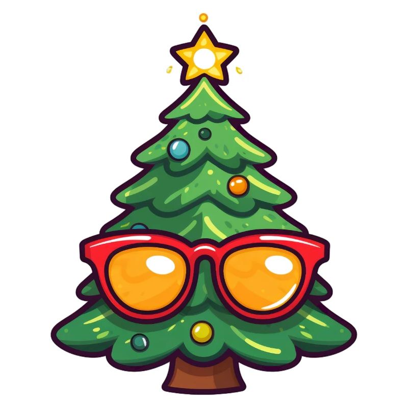 Festive Christmas Tree with Sunglasses