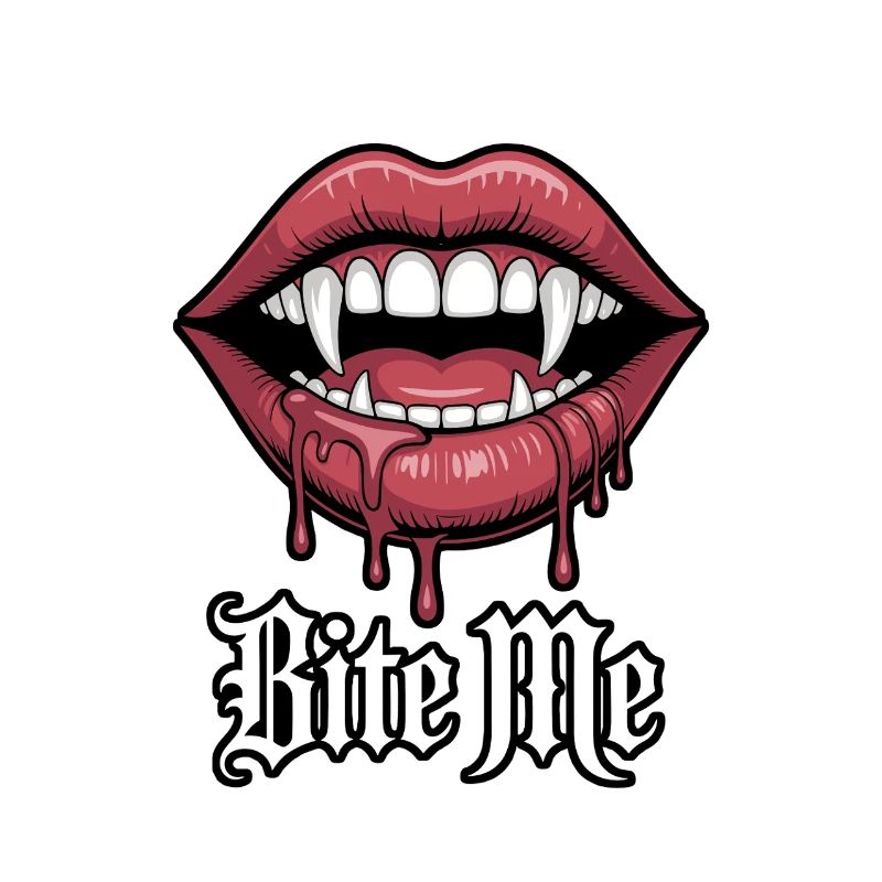 Lèvres vampiriques avec avidité et morsure