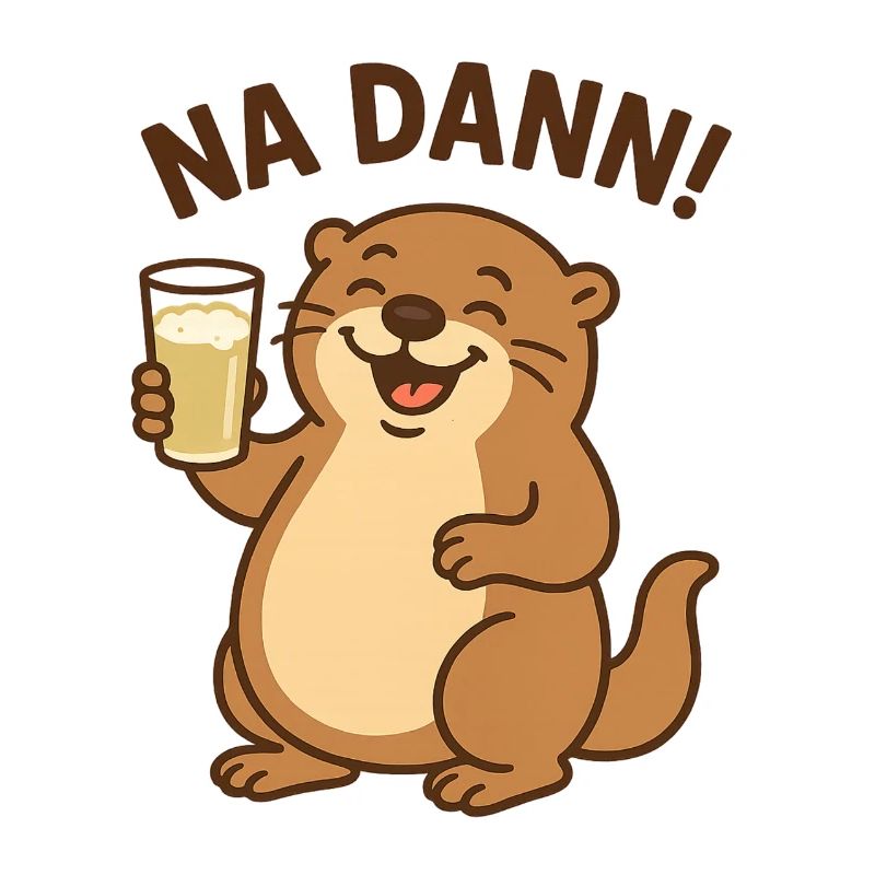 Humorvoller Otter mit Bierglas Kaffee Grafik 