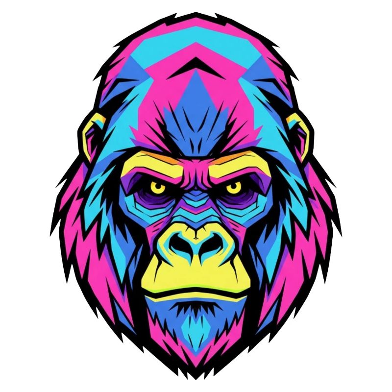 Neon Gorilla Art Illustration