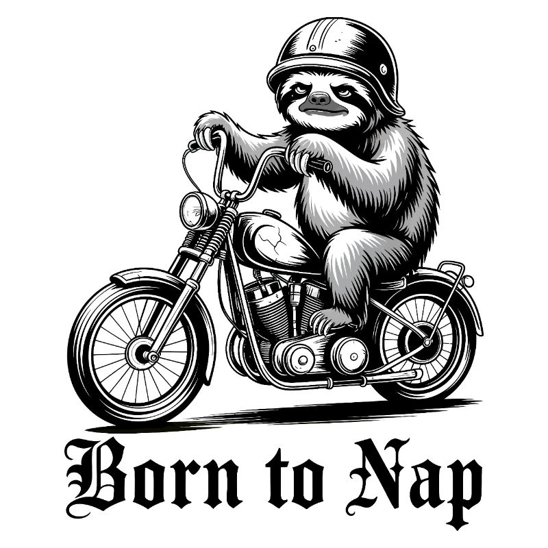Faultierfahrer auf dem Motorrad