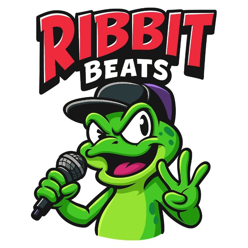 Funny frog with rap microphone