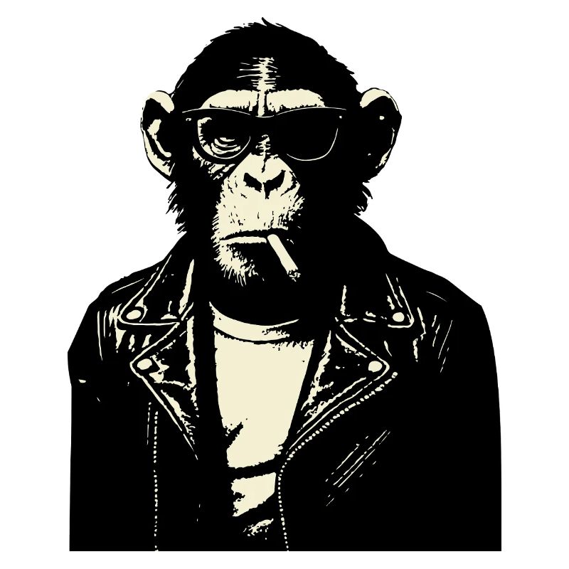 Chimp Rebel Biker Illustration