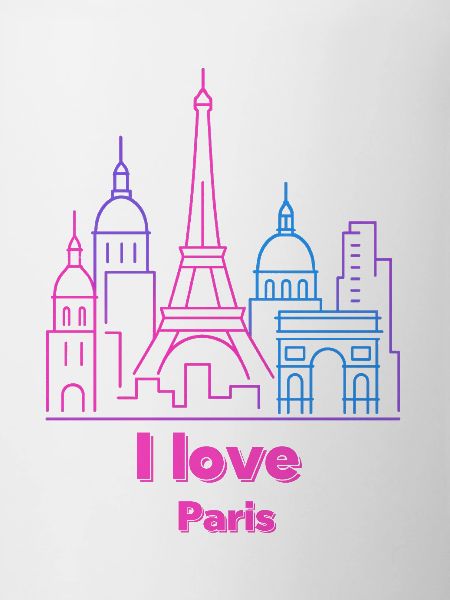 Paris Neon Skyline Silhouette Capitale