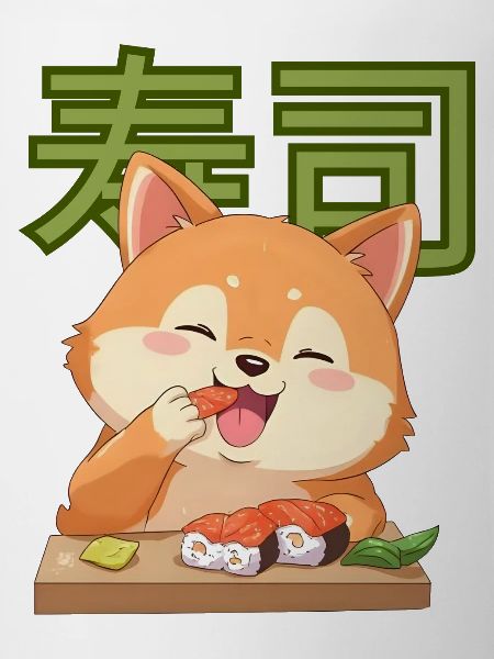 Shiba Sushi Joy Cartoon