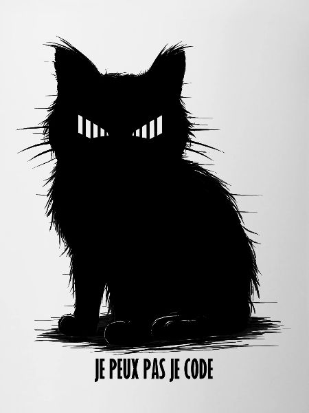 Black geek cat fierce silhouette