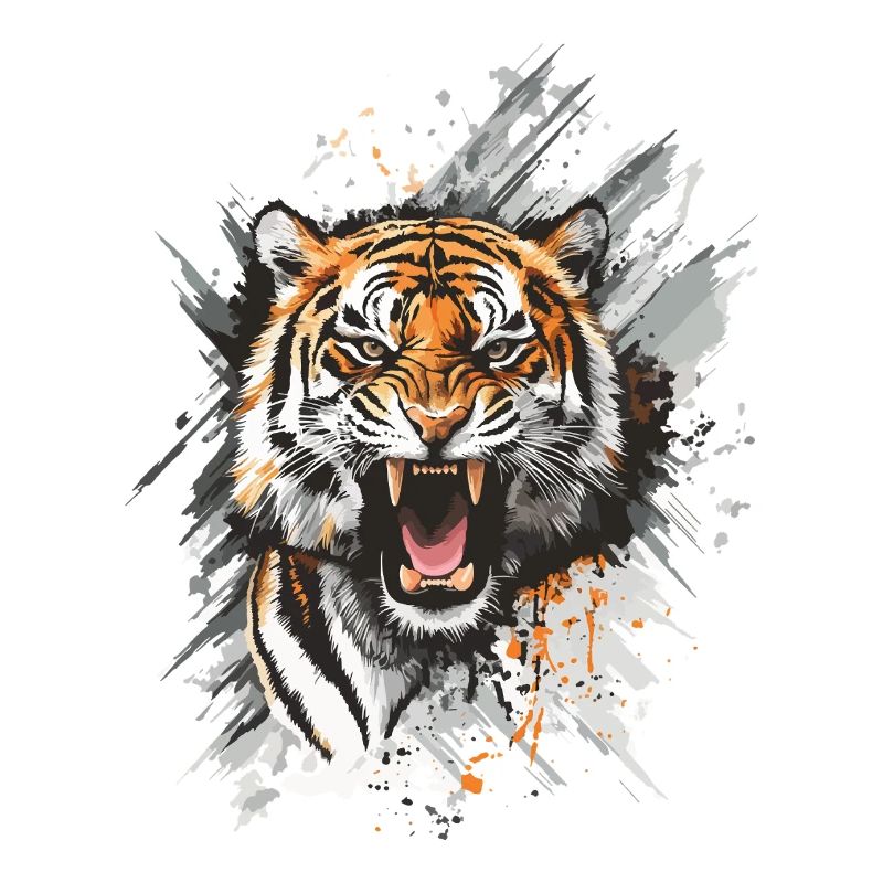 Tiger Head Predator Nature Wilderness Splash