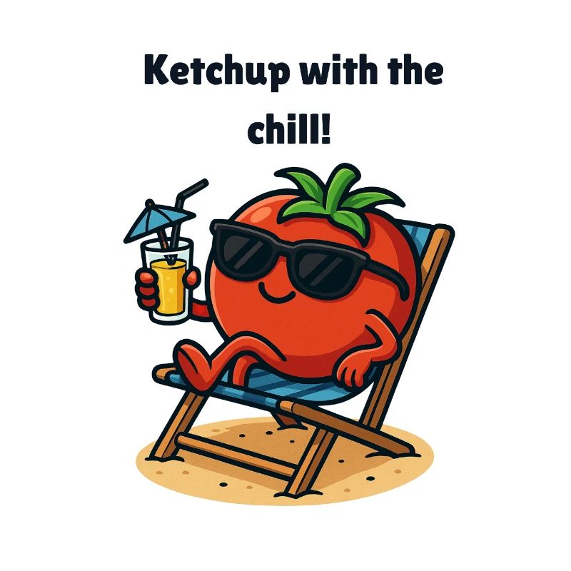 Tomato - Ketchup in Beach Mode Cartoon