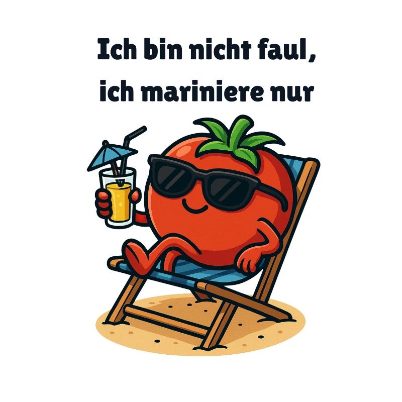 Tomate avec des lunettes de soleil sur la plage dessin animé