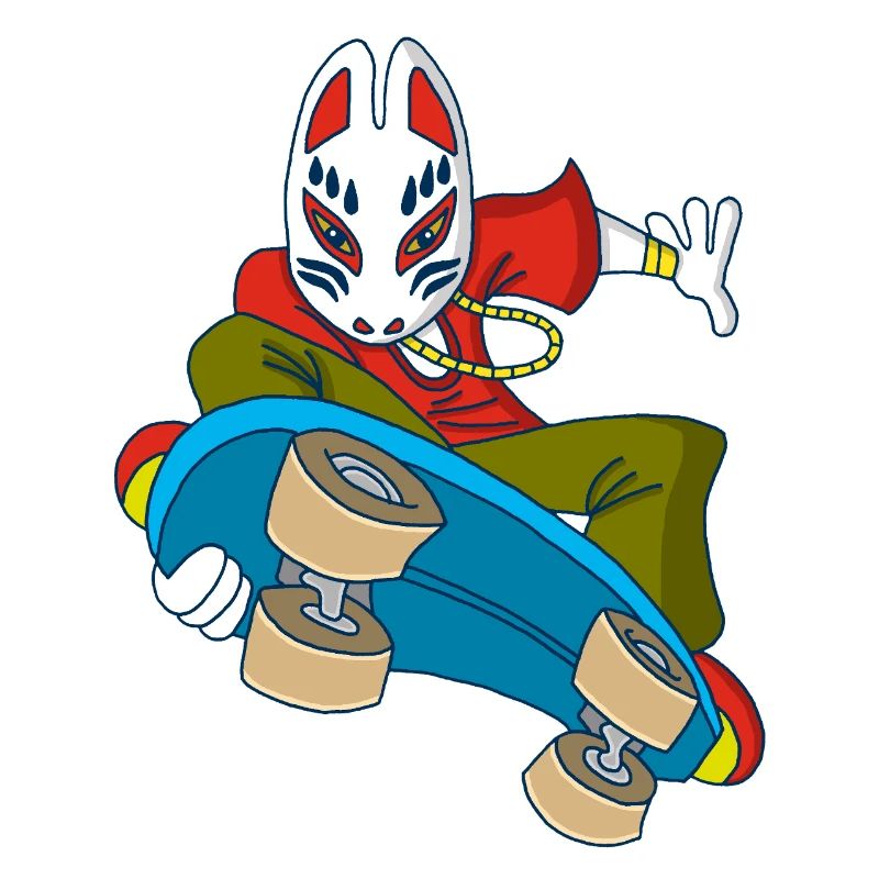 Japanese Fox on a Skateboard