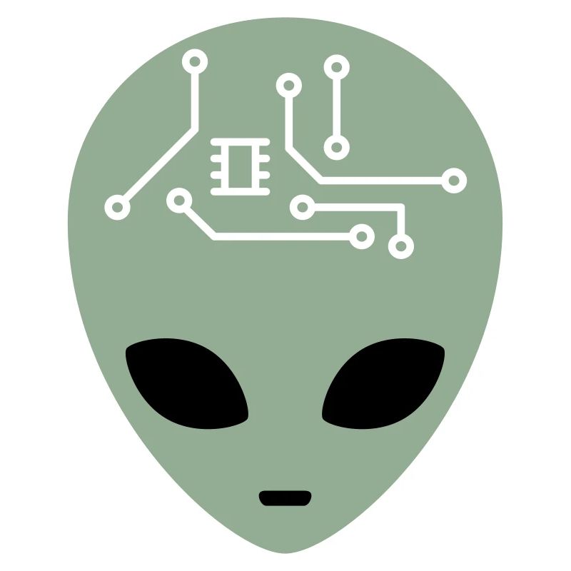 Alien Head with Circuits (three colours)