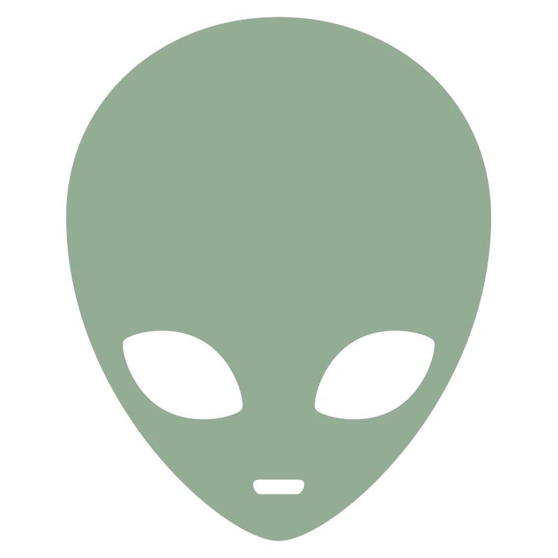 Muted Mint Alien Head