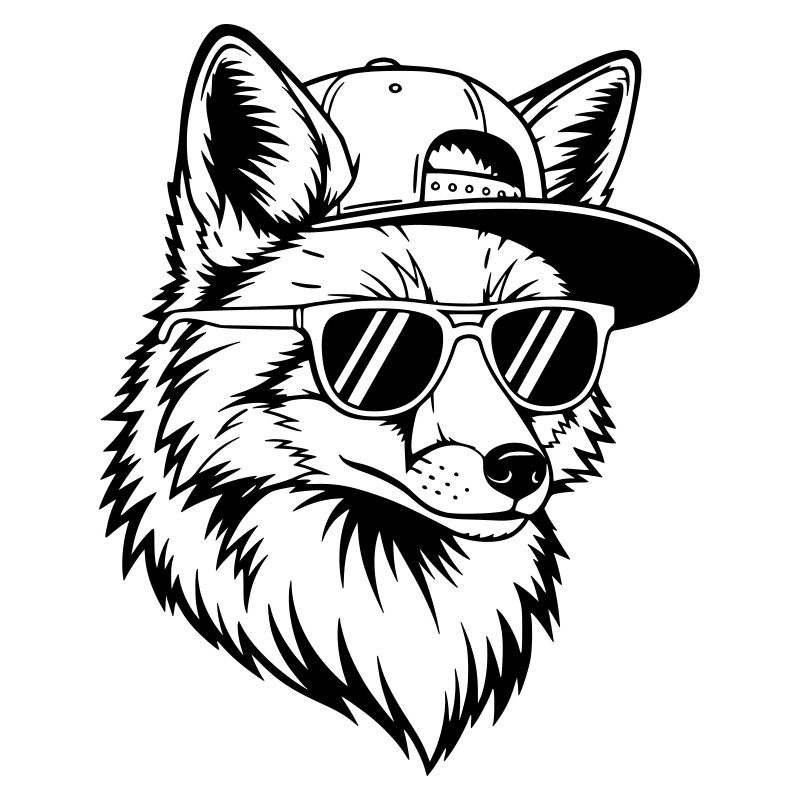 Cooler Fuchs mit Cap und Sonnenbrille