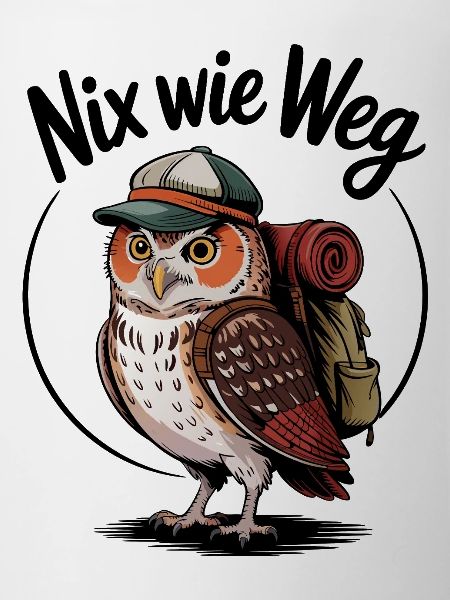 Waldwanderer Eule mit Rucksack
