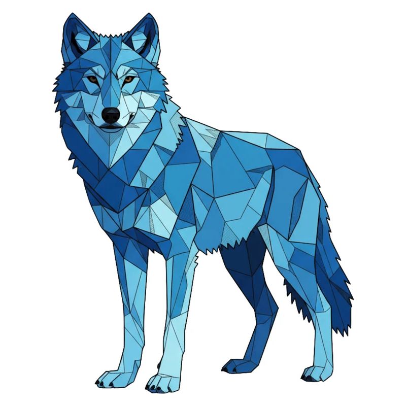 Blue polygon wolf