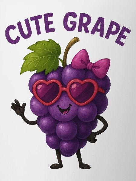 Cuddly grape with heart glasses